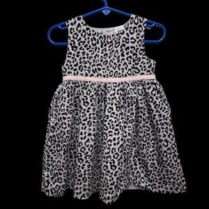 Carters Grey Black Leopard Animal Print Fancy Baby Girls Dress Size 18 Months